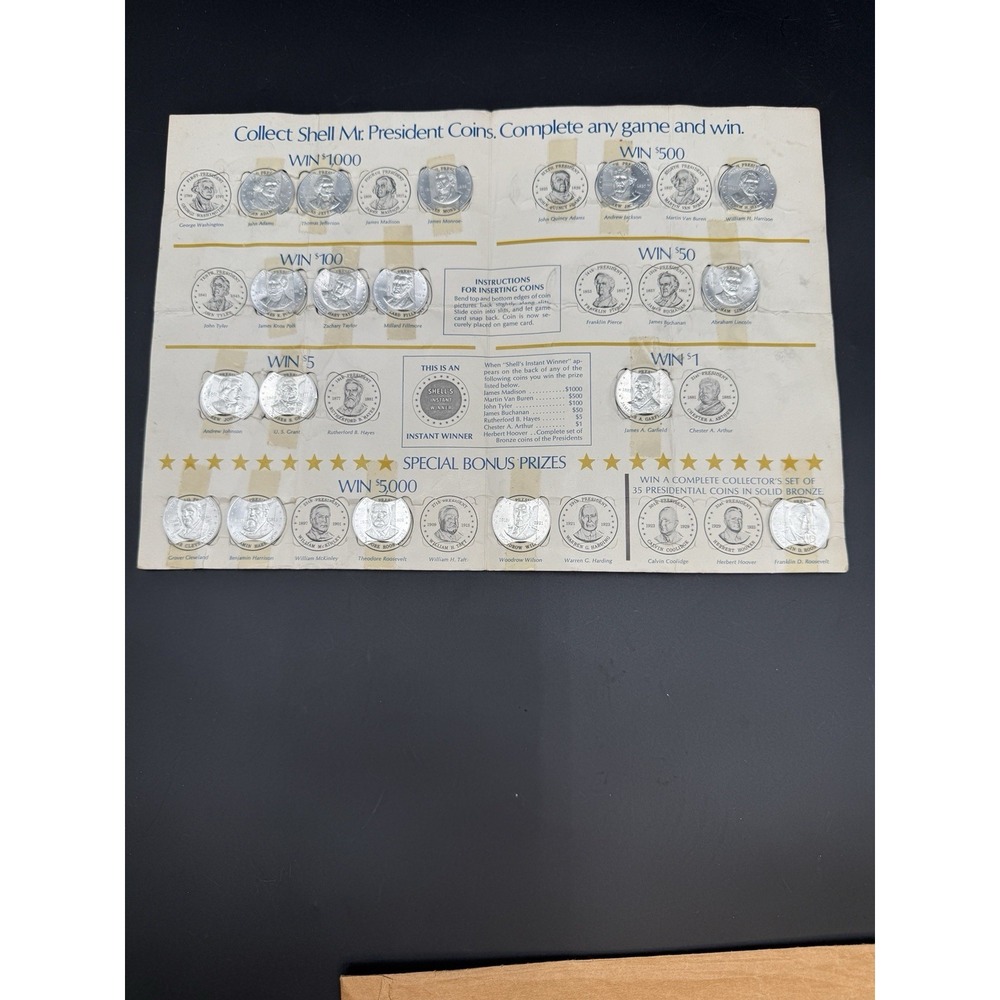 Shells Mr President coin‎ game pieces